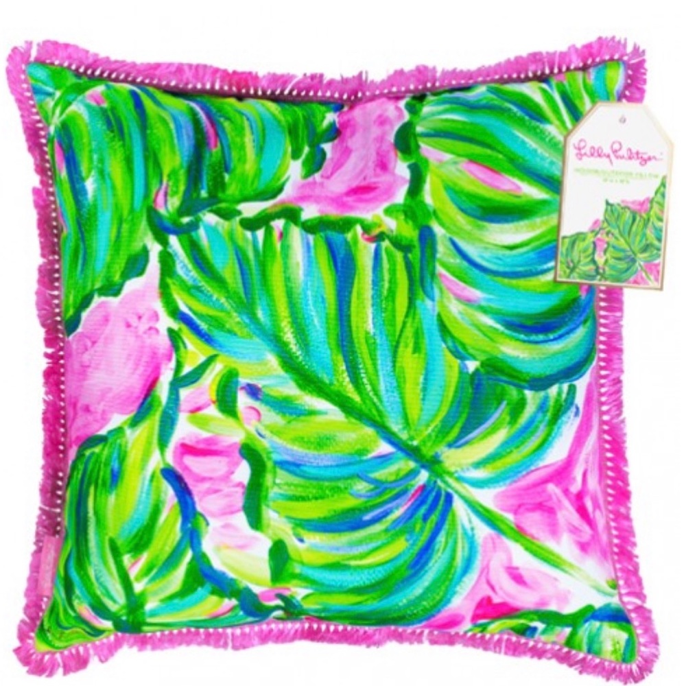 Lily Pulitzer Painted Palm Pillow NWT